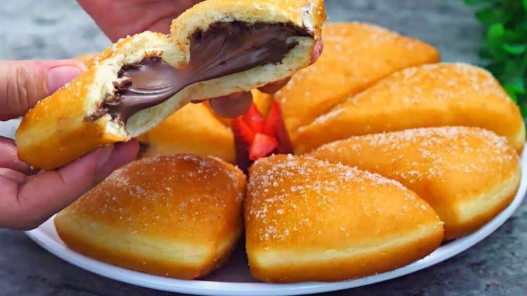 Easy Fried Donut With Chocolate Filling, homemade and freshly served