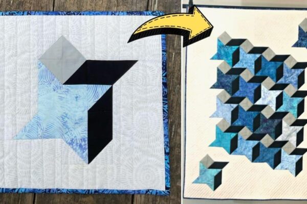 Finished Easy 3D Friendship Star Quilt Block, a completed DIY project