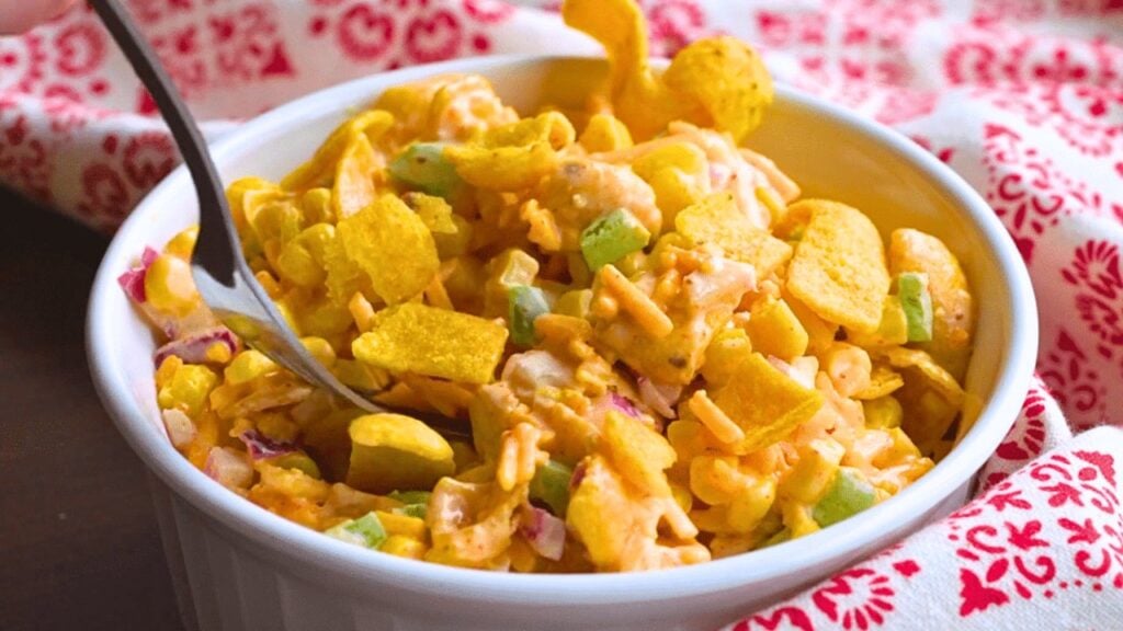 Easy Frito Corn Salad, homemade and freshly served