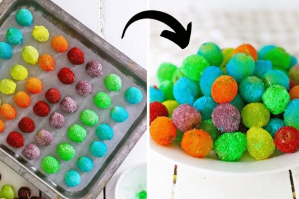 Easy Frozen Jello Candy Grapes, homemade and freshly served
