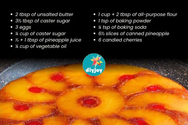Easy Frying Pan Pineapple Upside Down Cake, homemade and freshly served