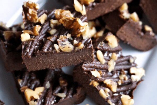Healthy & Fudgy Avocado Brownies, homemade and freshly served