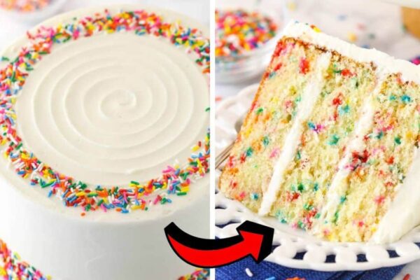 Easy Funfetti Layer Cake for Beginners, homemade and freshly served