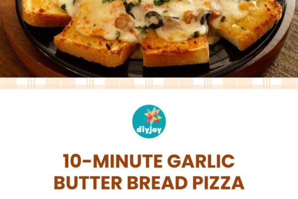 10-Minute Cheesy & Crunchy Garlic Butter Bread Pizza, homemade and freshly served