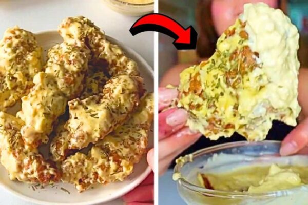 Easy Garlic Cheese Chicken Tenders, homemade and freshly served