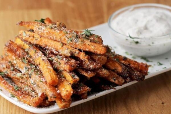 Easy To Make Garlic Parmesan Carrot Fries, homemade and freshly served