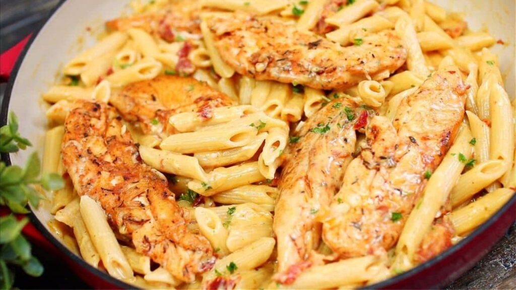 30-Minute Garlic Parmesan Pasta & Chicken, homemade and freshly served