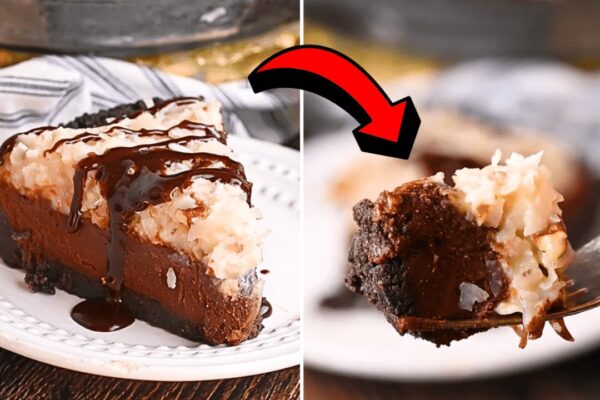 Easy No-Bake German Chocolate Pie, homemade and freshly served