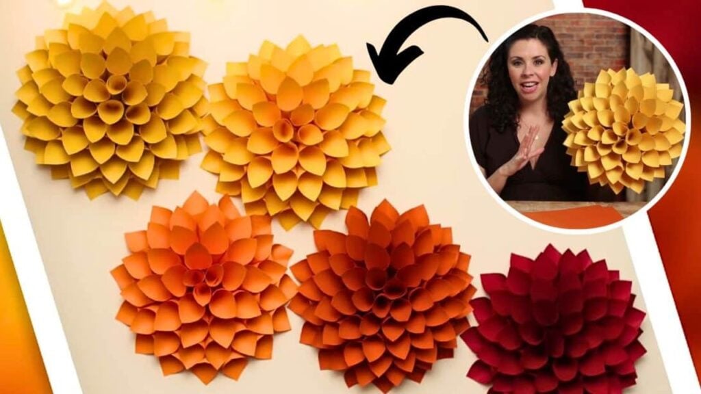 Finished Giant DIY Paper Dahlia Flowers, a completed DIY project