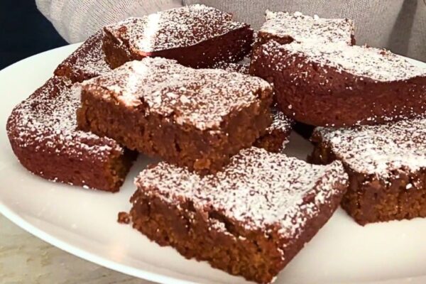 Easy Gingerbread Blondies, homemade and freshly served