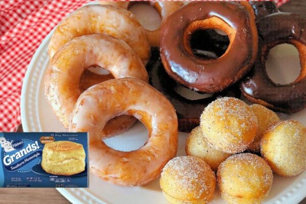 Easy Glazed Canned Biscuit Donuts, homemade and freshly served