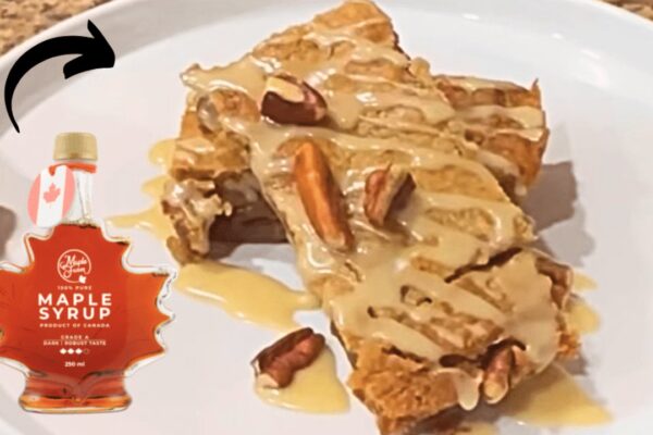 Glazed Maple Pecan Blondies, homemade and freshly served