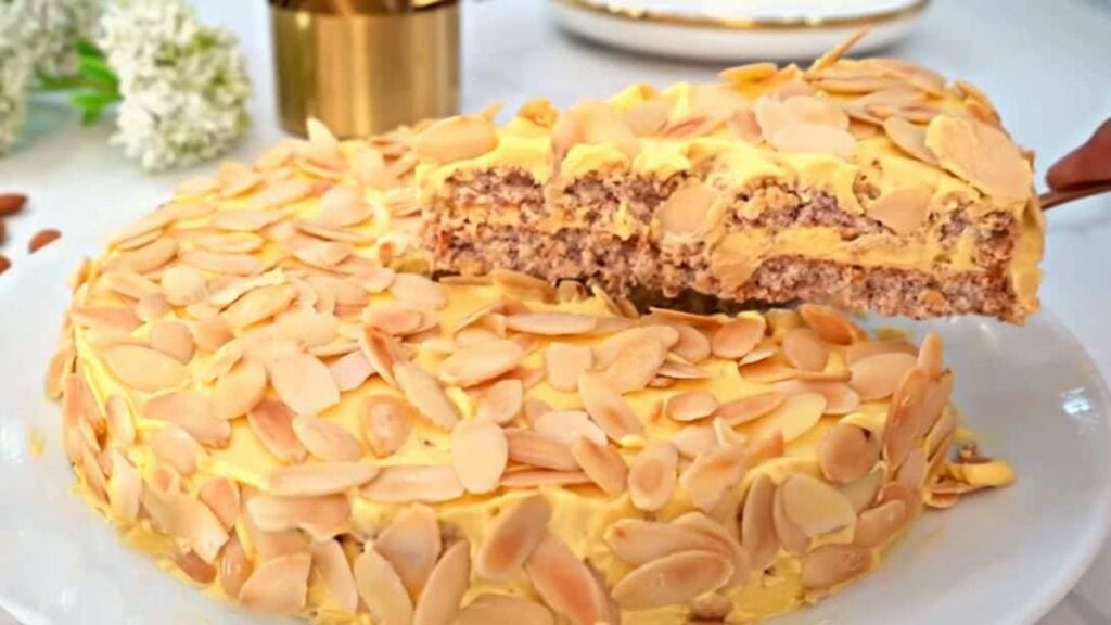 Easy Gluten-Free Almond Cake, homemade and freshly served
