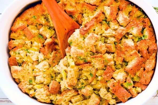 Easy Gluten-Free Stuffing, homemade and freshly served