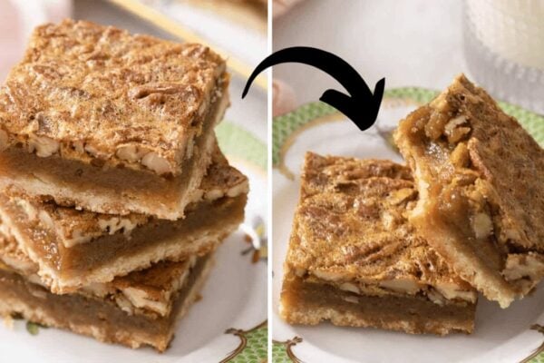 Easy Gooey Pecan Pie Bars, homemade and freshly served