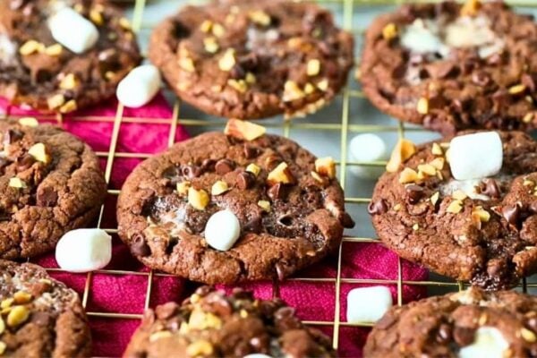 Easy-to-Make Gooey Rocky Road Cookies, homemade and freshly served