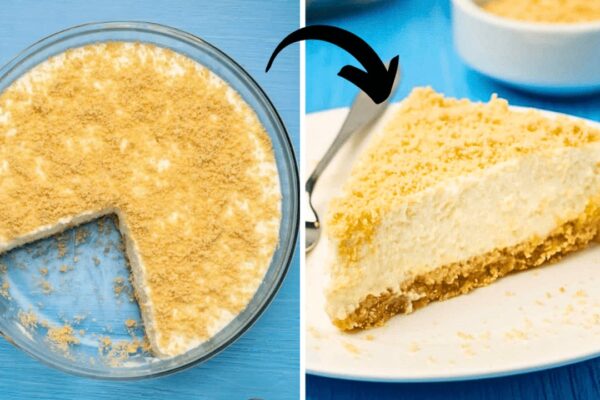 3-Ingredient Greek Yogurt Cheesecake, homemade and freshly served