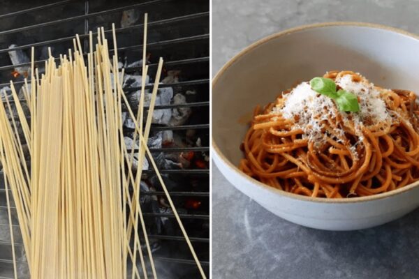 Easy Grilled Spaghetti, homemade and freshly served