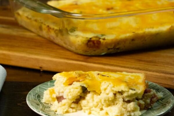 an Easy Grits Casserole, homemade and freshly served