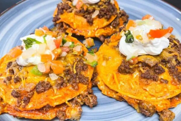 Easy Ground Beef Stacked Enchiladas, homemade and freshly served