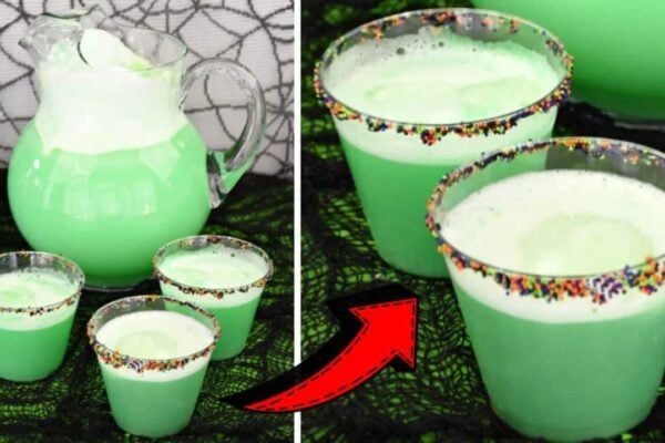 Easy 5-Minute Halloween Poison Punch, homemade and freshly served