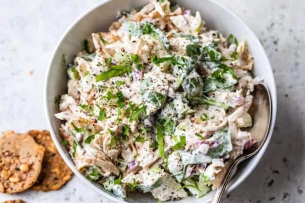 Easy Healthy Chicken Salad, homemade and freshly served