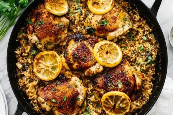 Easy & Healthy Skillet Chicken & Rice, homemade and freshly served