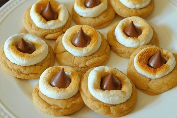 Easy Hershey Kiss S’mores Cookies, homemade and freshly served