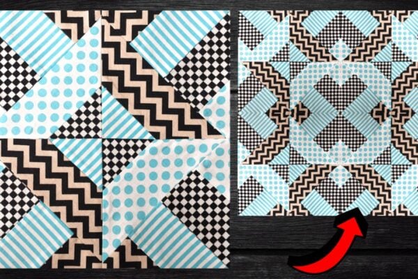 Easy Jelly Roll Hidden Wells Quilt Block, homemade and freshly served