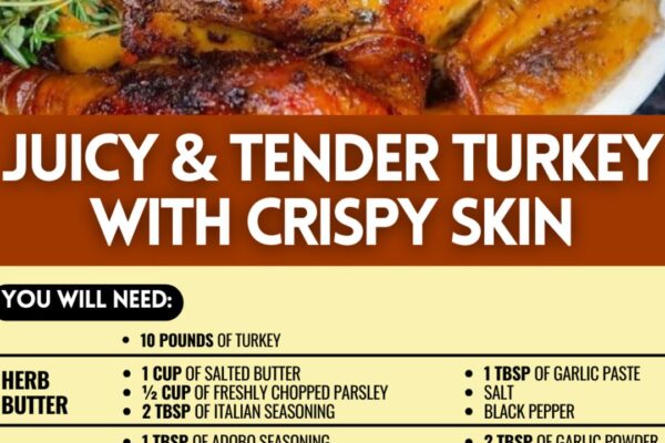 Juicy & Tender Turkey With Crispy Skin, homemade and freshly served