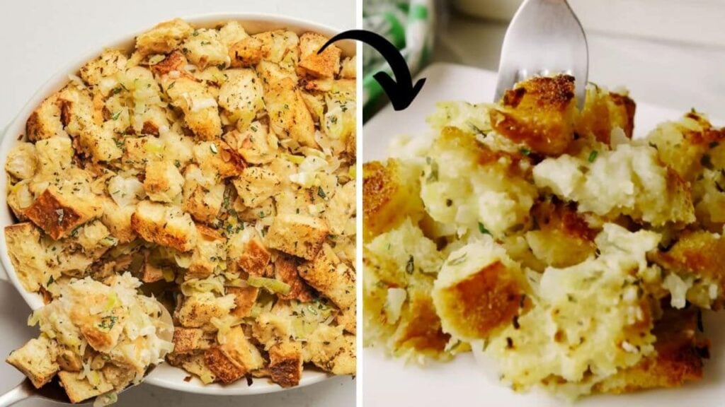 the Best Thanksgiving Stuffing, homemade and freshly served