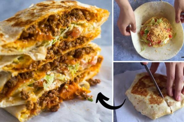 Easy Homemade Beef Crunch Wraps, homemade and freshly served