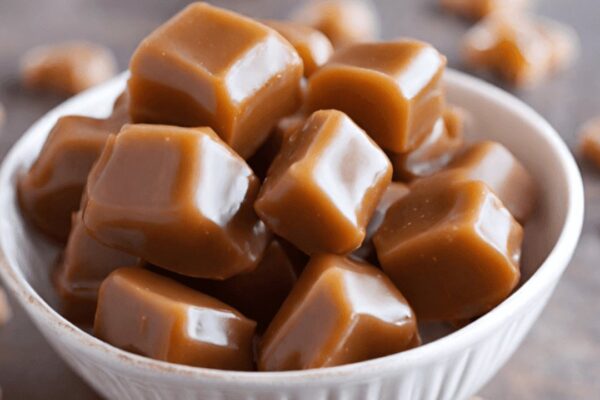 Easy Homemade Caramel Candies, homemade and freshly served