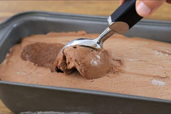 Easy 3-Ingredient Homemade Chocolate Ice Cream, homemade and freshly served