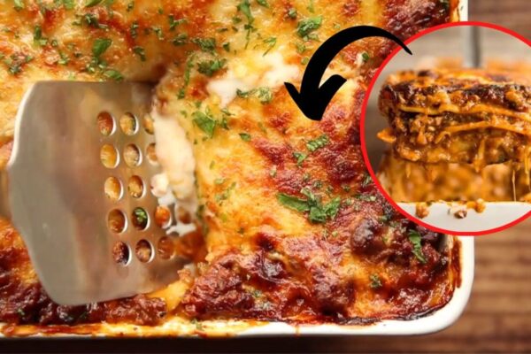 Homemade Lasagna With Bechamel Sauce, homemade and freshly served