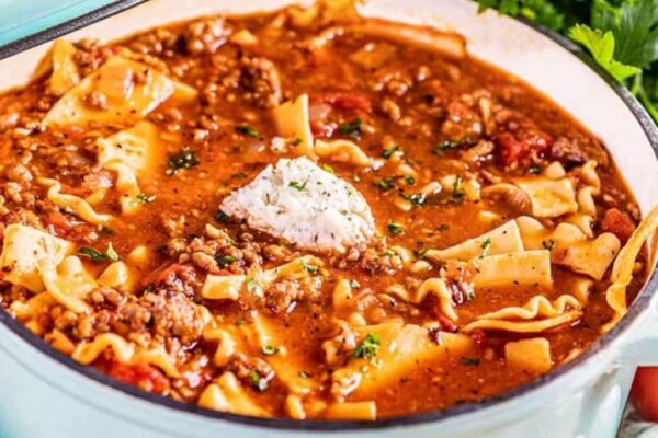 Super Easy Homemade Lasagna Soup, homemade and freshly served