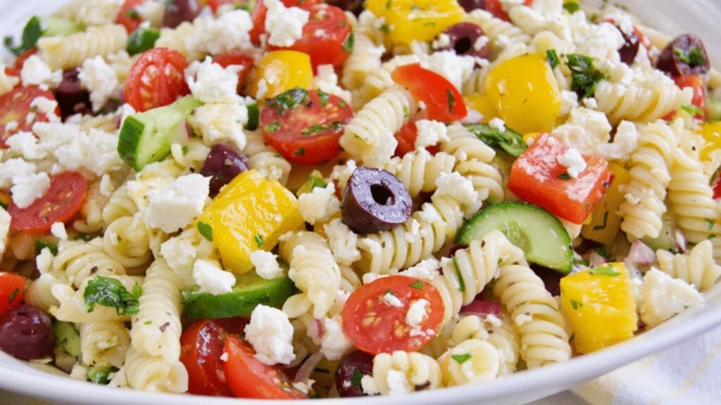 Easy Pasta Salad w/ Homemade Dressing, homemade and freshly served