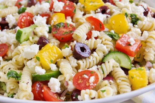 Easy Pasta Salad w/ Homemade Dressing, homemade and freshly served