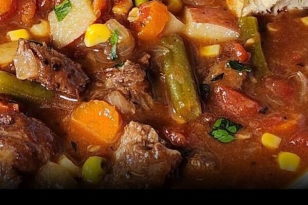 Easy Homemade Vegetable Beef Soup, homemade and freshly served