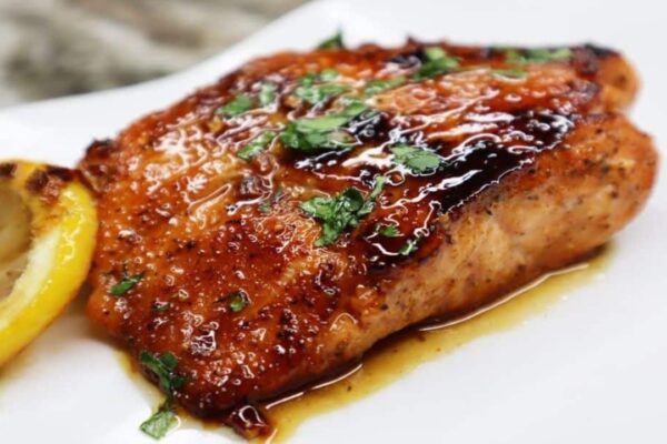 Easy Honey Butter Glazed Garlic Salmon, homemade and freshly served