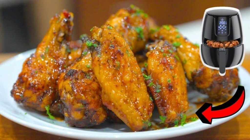 Easy Air Fryer Hot Honey Garlic Chicken Wings, homemade and freshly served