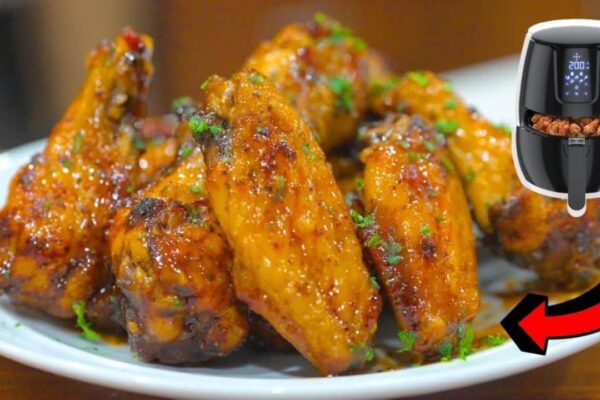 Easy Air Fryer Hot Honey Garlic Chicken Wings, homemade and freshly served