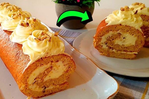 Easy Honey Roll Cake, homemade and freshly served