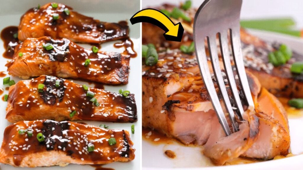 Super Easy Honey Sriracha Salmon, homemade and freshly served