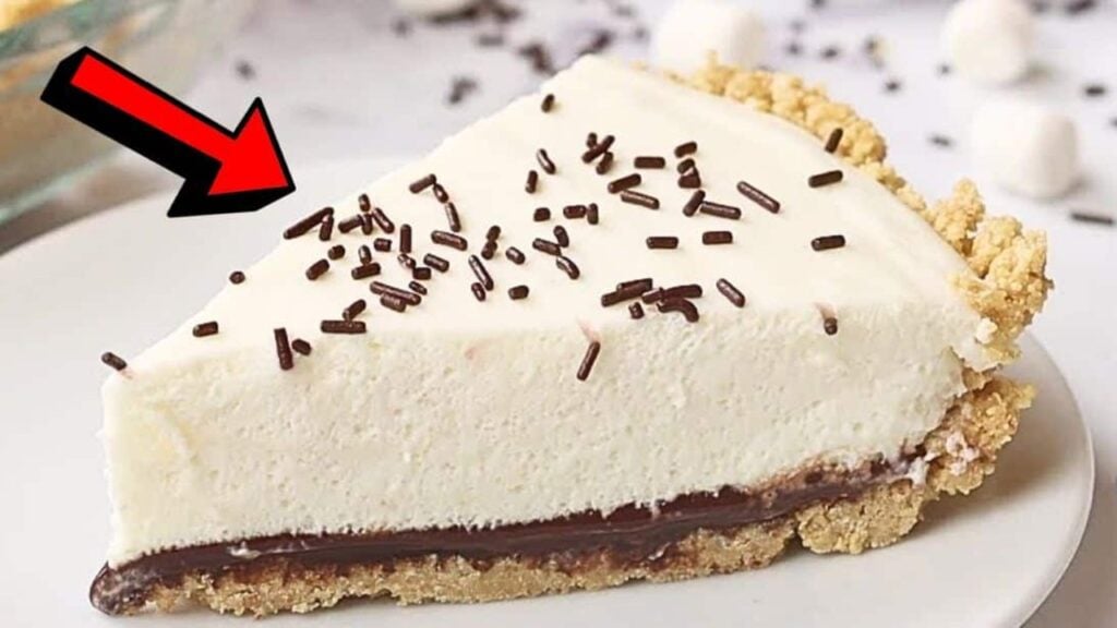 Easy No-Bake Hot Fudge Marshmallow Pie, homemade and freshly served