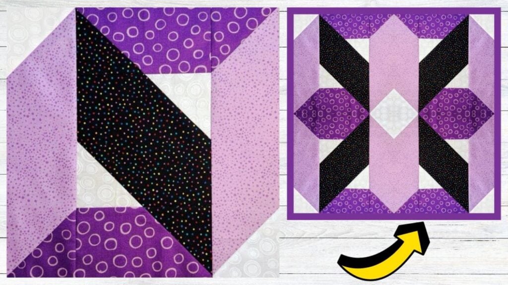 Finished Impossible Twist Illusion Quilt Block, a completed DIY project
