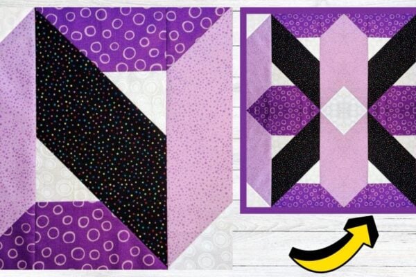 Finished Impossible Twist Illusion Quilt Block, a completed DIY project