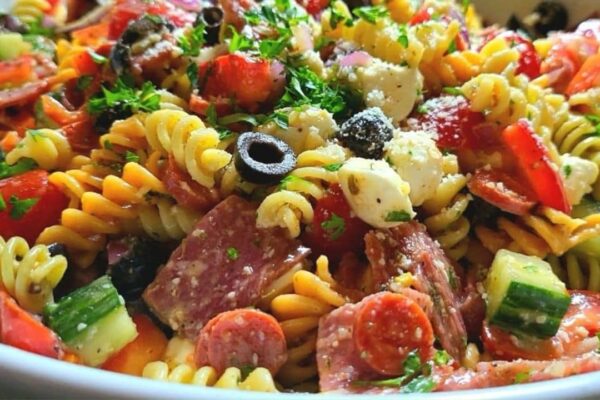 Easy Italian-Style Pasta Salad, homemade and freshly served