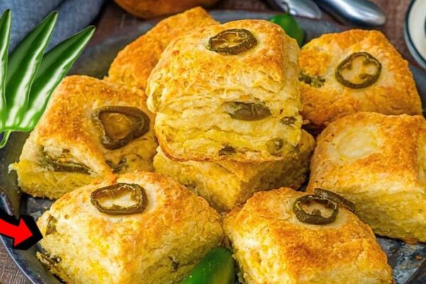 Easy Skillet Jalapeño Cheddar Biscuits, homemade and freshly served