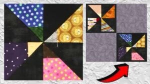 Easy Jelly Roll Sizzle Cut-Off Quilt Block, homemade and freshly served